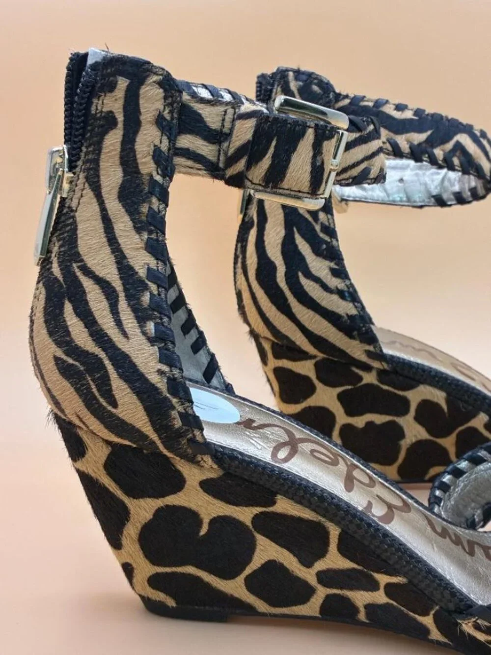*EUC* Sam Edelman SILVIA Animal Print Wedge Sandals. Women's Size 7 M Leop